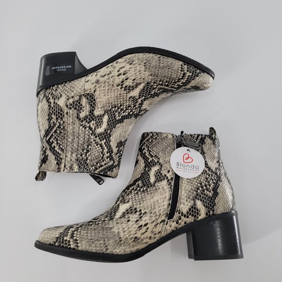 Blondo Black and Cream Snake Print Ankle Booties - Picture 4 of 8